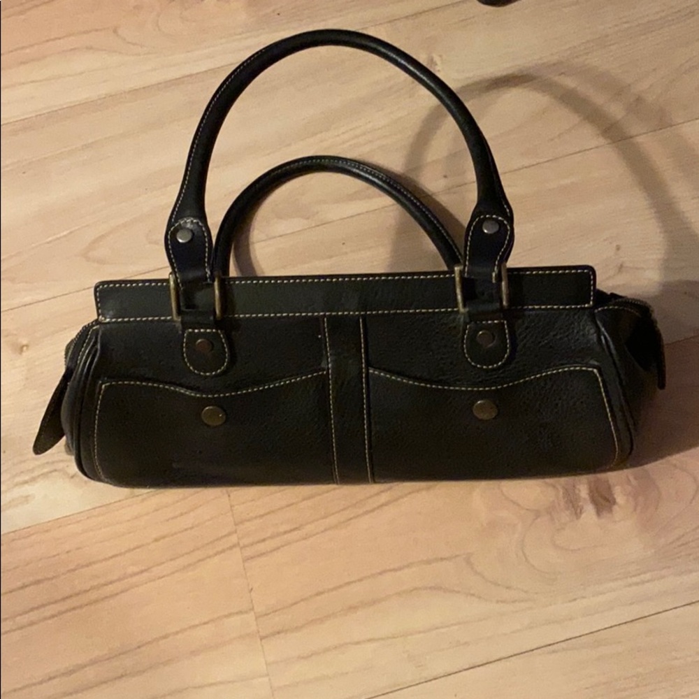 Nordstrom Black Leather Double-Handle Shoulder Bag